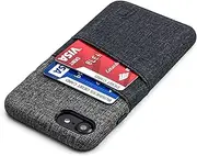 Dockem iPhone SE 3 (2022), SE 2 (2020) & iPhone 8/7 Wallet Card Case with Metal Plate for Magnetic Mounting & 2 Card Holder Slots (Luxe M2, Black & Grey)