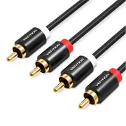 Vention VAB-R06-B300 Dual RCA Male to Male Audio Cable - 3m - Black Metal type [VAB-R06-B300]