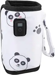 Portable Baby Bottle Warmer, USB Bottle Warmer Cover Adjustable Travel Bottle Warming Bag with 21 Level Temperature Control and Temperature Dispaly for Baby Milk, (Panda)