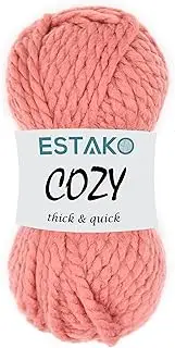 [estako] Cozy Thick & Quick Yarn 20% Wool 80% Acrylic Soft Super Bulky Weight #6 Knitting and Crocheting Yarn 3.52 oz (100gr) 65 yds (60 m) (52098-Coral)