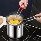 Stainless Steel Deep Frying Pot with Strainer Food Sieve Skimmer Kitchen