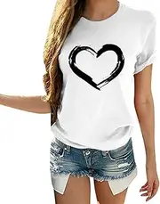 [Generic] Women T Shirt Stripe Couples Womens Blouse Valentines Day Short Sleeve T Shirt Love Shirts Tops Gifts for Couples 2023 No Sleeve Bodysuit