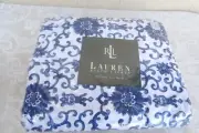 Vintage Ralph Lauren Porcelain Rosette Blue King Sheet ---- Sealed
