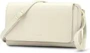 Peacocktion Women Wallet Purse Card Holder and Crossbody Wristlet Beige