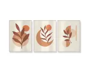 Boho Leaves 3 sets White Frame Canvas