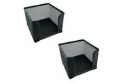 2PK Esselte Home Work Mesh Memo Notes Cube Holder Stationery Desk Organiser BK