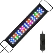 Zingbabu Aquarium Light, 20W RGB Full Spectrum Fish Tank Light, Super Slim Fish Tank Aquatic Plant Grow Lighting,16-24 in Alu Alloy Shell Extendable Brackets Fish Lamp