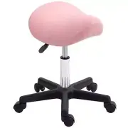 HOMCOM Saddle Stool, PU Leather Adjustable Rolling Salon Chair with Steel Frame