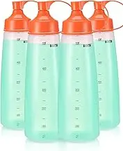 oiununo Squeeze Bottles Wide Mouth - Pack of 4 Condiment Bottle Squeeze BPA free for Chunky Sauces, Resin, Crafts, Condiment Squeeze Bottles 550 mL/19 oz. (Orange*4)