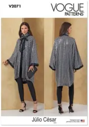 Vogue Patterns Julio Cesar Kimono Sleeves BOHO Light Jacket V2071 Sz XS-XXL 4-26