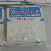 Lot of 5 Memory Book Ribbon Accessories Offray Peel Stick Acid-Free White Lily