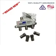 3 Way TV Splitter With 4 F Type Crimp Connectors Foxtel Antenna Television NEW