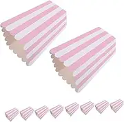 GOOHOCHY 24pcs Striped Paper Popcorn Boxes Giant Popcorn Bowl for Parties Snack Bowl with Wavy Edges Paper Party Supplies for Birthday Valentine's Day