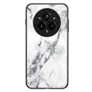 For Realme 14 Pro+ 5G Case Marble Pattern Tempered Glass + PC + TPU Protective Phone Cover Multicolor White Marble