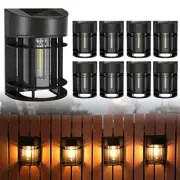 DOESLAG Solar Fence Lights Outdoor 8 Pack Deck Lights Solar Powered with Edis...