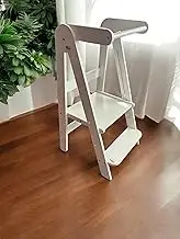 Little Minds Montessori Towers Folding Learning Tower, Kitchen Aid, Step Stool, Natural Wood (White)