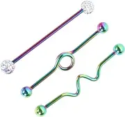 [TOGEVAL] Barbell Ear Jewelry Jewelry Barbell Earring Arrows Screw Earring Ear Studs Industrial Cambered Barbell Industrial Earrings Screw on Earrings Labret Jewelry Silver