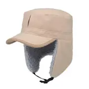 Winter Windproof Ear Flap Hats Denim Baseball Cap Ushanka Trapper 7 1/2 Khaki