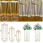 Round White Gold Wedding Flower Cake Stand Column Geometric Centerpiece Plinth