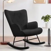 ALFORDSON Rocking Chair Armchair Lounge Accent Chair Velvet Black