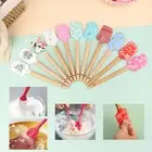 Wooden handle silicone spatula Scraper smoothing Smoother Cake Baking Tool cr QO