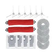 For Q Robot Vacuum Cleaner Spare Part, Main Brush, Side Brush, Dust Bags, Mop Cloth Accessories Set