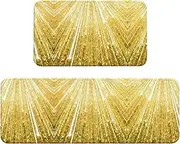 Gold Bling Christmas 2 Piece Floor Mat Non Slip Restaurant Mat For Floor Mat Home Mat Anti Slip Entry Mat