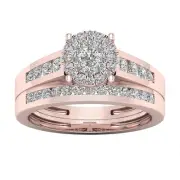 10k Rose Gold Round Cut 0.75Ct Diamond Bridal Set Ring Size 6 Clarity I2
