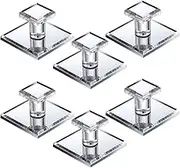 Tatuo 6 Pcs Stick on Knobs Acrylic Pull Handle Clear Beveled Mirror Knob Small Square Stick on Handle Peel and Stick Handles Self Adhesive Knobs for Cabinet Wardrobe Windows Drawer Door