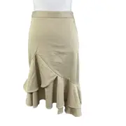 Banana Republic Skirt size 0 Khaki A Line Flared Stretch Modest Peasant High Low