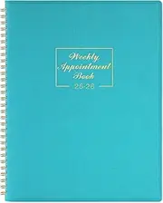 Appointment Diary 2025 - Diary 2025 from Jan. 2025 to Dec. 2025, A4 Week to View Appointment Book 2025 in 15 Minutes with Times, Soft Leather Cover, 21.8 x 29 cm - Lake Green