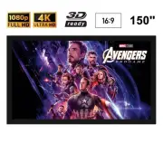 Visualax 150" inch Fixed Frame Hi Contrast Grey Projector Screen TRUE 16:9