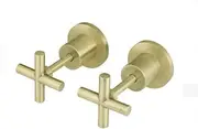 Meir Round Cross Handle Wall Top Assemblies | Classic Cross Design, Solid Brass, Jumper Valve Connection, Long Spindle for Precision | Bathroom, Kitchen, Laundry Tapware Upgrade in Tiger Bronze