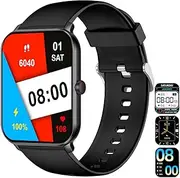 FATONIO Smart Watch for Men Women Answer/Make Calls and Message Reminder, Fitness Watch 1.85" HD Touch Screen, 100+ Sports Modes/Heart Rate/Sleep Monitor, Activity Trackers for iOS/Android,Black