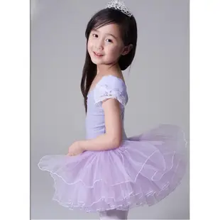 兒童泡泡袖棉質開扣/無扣芭蕾舞衣（粉 紫 藍色 白 黃 冰綠）兒童蓬裙 舞蹈服 舞衣