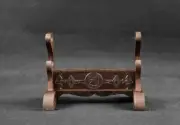 Wenge Japanese Samurai Sword Holder Stand Katana Tanto Rack 福 Carved 2 Tier Hot