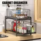 AA Under Sink Organizer Iron 2 Tier Pull Out Spice Rack Countertop Storage Shelf