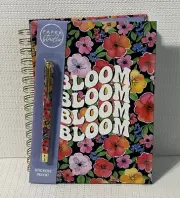 BLOOM Hardcover Spiral Notebook Journal Pen Sticker Set Colorful Lined Flowers
