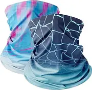 [H HOME-MART] 2 Pack Breathable Cooling Neck Gaiters,UPF 50 Ice Silk Face Shield Scarf Neck Gaiter,Headwear Bandana Face Cover,Stretchy Balaclava Neck Warmer (Seamlessly))