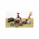 Mower,roller,wheelbarrow & seedtrays OO Scale Langley F99
