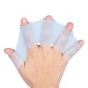Swim Swimming Silicone Gear Fins Hand Webbed Flippers Paddle Diving Training Gloves Light Blue L