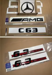 OEM Gloss Black C63 6.3 AMG Rear Badge Set for BENZ C63 AMG W204 2007 ~ 2014