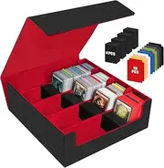 AOBOPLE 3200+ Trading Card Storage Box,4 Rows Card Deck Case for Trading Cards with 10 Pcs Colorful Dividers & 4 Foam Supporters Commander Card Deck Case for Magic Game Cards YugiOh, TCG