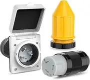 Aswalling 50AMP RV Power Inlet Outlet Shore Power Kit W/Boot Cord Protector 125/250V NEMA SS2-50P SS2-50R Twist Lock Male Female