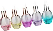 DECORNIJIA 5Pcs Travel Essential Oil Dropper Bottles Durable Essence Containers Orange Dark Purple Light Purple Blue for Toner Liquid More