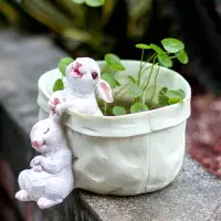 在飛比找樂天市場購物網優惠-口袋小兔子收納花器多肉花盆萌可愛花園裝飾桌面擺件創意禮物品