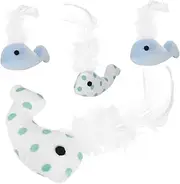 CIYODO 4pcs Interactive Cat Toys Plush Whale Shaped Kitten Toy Cat Chewing Toy Biting Toy for Indoor Cats