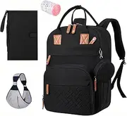 LIWEGHT Diaper Bag Backpack Large Baby Bag with Changing Pad Pacifier Case & Stroller Straps Travel Diaper Bags for Mom Dad Multifunction Waterproof
