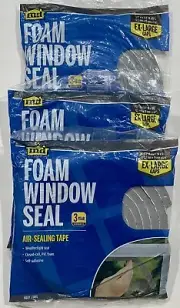 MD FOAM WINDOW SEAL-AIR SEALING TAPE-GRAY-EXTRA LARGE GAPS-QTY 3 PACKS-NEW