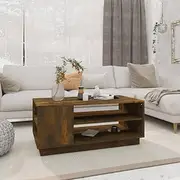 Modern Coffee Table with Storage Shelf, Smoked Oak Engineered Wood, Durable Living Room Furniture for Home Apartment Decor